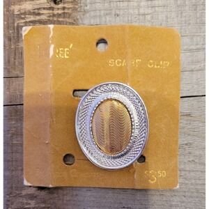 Loree Scarf‎ Clip Vintage Gold Tone Silver Tone Oval Brooch Pin Accessory
